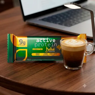 Barra de Prote&iacute;na Active Protein Premium Bar Active Life com 9g de Prote&iacute;na Dubai Chocolate 50g
