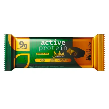 Barra de Prote&iacute;na Active Protein Premium Bar Active Life com 9g de Prote&iacute;na Dubai Chocolate 50g