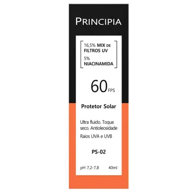 Protetor Solar Principia Skincare FPS 60 Toque Seco Antioleosidade PS-02 40ml