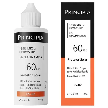 Protetor Solar Principia Skincare FPS 60 Toque Seco Antioleosidade PS-02 40ml