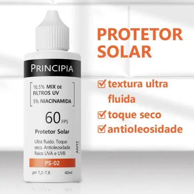 Protetor Solar Principia Skincare FPS 60 Toque Seco Antioleosidade PS-02 40ml