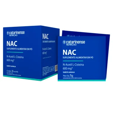 NAC 600mg Catarinense Nutri&ccedil;&atilde;o Sabor Laranja com 16 Sach&ecirc;s de 5g cada