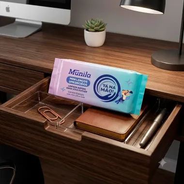 Mini Len&ccedil;o Umedecido Munila T&aacute; na M&atilde;o Limpeza R&aacute;pida 8 Unidades