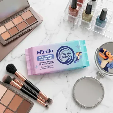 Mini Len&ccedil;o Umedecido Munila T&aacute; na M&atilde;o Limpeza R&aacute;pida 8 Unidades