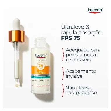 Protetor Solar Eucerin S&eacute;rum Ultraleve FPS75 Oil Control Pele Oleosa e Acneica 30ml