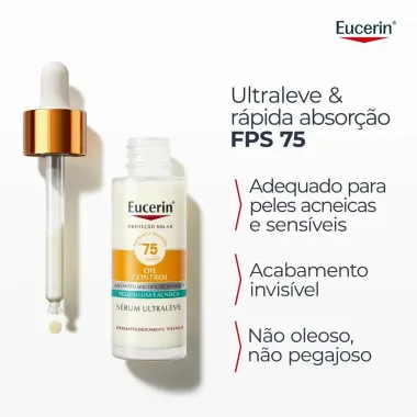 Protetor Solar Eucerin S&eacute;rum Ultraleve FPS75 Oil Control Pele Oleosa e Acneica 30ml