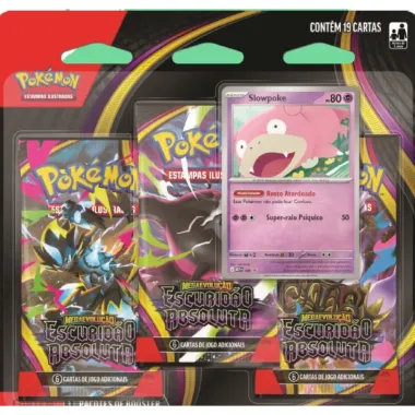Figurinhas Pok&eacute;mon Megaevolu&ccedil;&atilde;o Escurid&atilde;o Absoluta com 3 bl&iacute;steres de 6 cartas cada + 1 Slowpoke