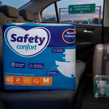 Fralda Geri&aacute;trica Safety Confort Tamanho M Unissex com 40 Unidades Descart&aacute;vel Pacote Econ&ocirc;mico