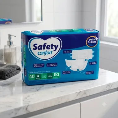 Fralda Geri&aacute;trica Safety Confort Tamanho EG Unisex com 40 Unidades Descart&aacute;vel Pacote Econ&ocirc;mico