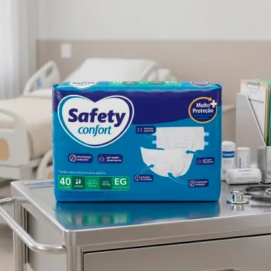 Fralda Geri&aacute;trica Safety Confort Tamanho EG Unissex com 40 Unidades Descart&aacute;vel Pacote Econ&ocirc;mico
