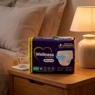 Roupa &Iacute;ntima Wellness Premium Noturna Tamanho G/EG 16 Unidades Descart&aacute;veis Embalagem Econ&ocirc;mica