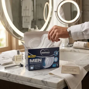 Absorvente Protetor Masculino Wellness Premium Men Incontin&ecirc;ncia Leve a Moderada Tamanho &Uacute;nico com 8 Unidades