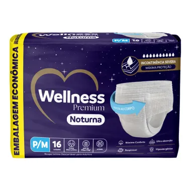 Roupa &Iacute;ntima Wellness Premium Noturna Tamanho P/M 16 Unidades Descart&aacute;veis Embalagem Econ&ocirc;mica