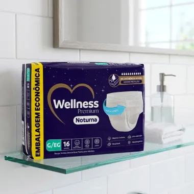 Roupa &Iacute;ntima Wellness Premium Noturna Tamanho P/M 16 Unidades Descart&aacute;veis Embalagem Econ&ocirc;mica