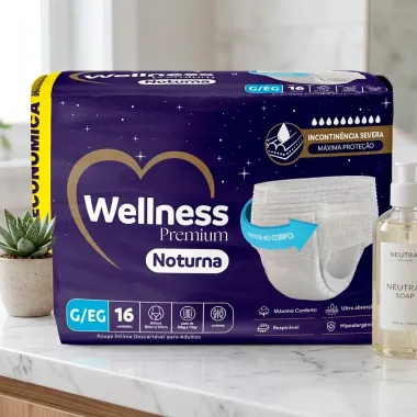 Roupa &Iacute;ntima Wellness Premium Noturna Tamanho P/M 16 Unidades Descart&aacute;veis Embalagem Econ&ocirc;mica