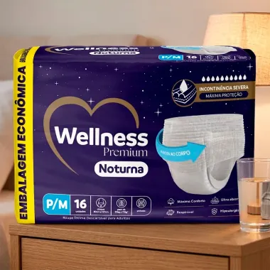 Roupa &Iacute;ntima Wellness Premium Noturna Tamanho P/M 16 Unidades Descart&aacute;veis Embalagem Econ&ocirc;mica