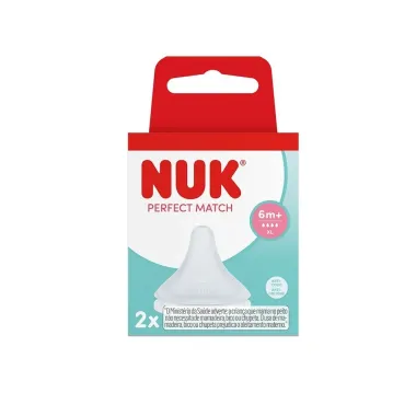 Bico de Mamadeira Nuk Perfect Match Silicone 6+ Meses XL Anti Colic com 2 Unidades
