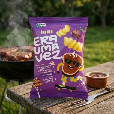 Salgadinho Papap&aacute; Era Uma Vez Assado Sabor Churrasco 40g