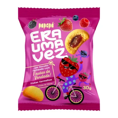 Biscoito Recheado Papap&aacute; Era Uma Vez Sabor Frutas Vermelhas 30g