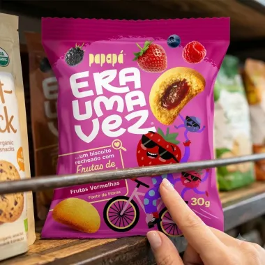 Biscoito Recheado Papap&aacute; Era Uma Vez Sabor Frutas Vermelhas 30g
