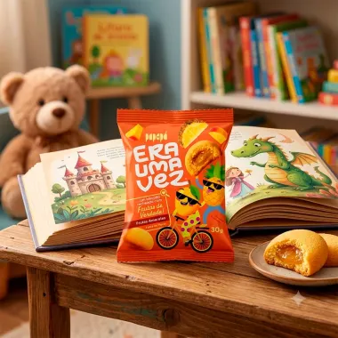 Biscoito Recheado Papap&aacute; Era Uma Vez Sabor Frutas Amarelas 30g