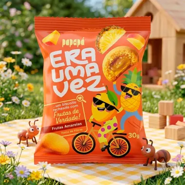 Biscoito Recheado Papap&aacute; Era Uma Vez Sabor Frutas Amarelas 30g
