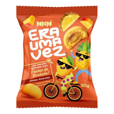 Biscoito Recheado Papap&aacute; Era Uma Vez Sabor Frutas Amarelas 30g