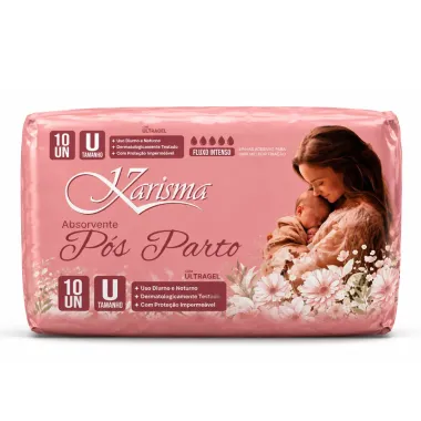 Absorvente P&oacute;s Parto Karisma Fluxo Intenso com Ultragel Tamanho U 10 Unidades
