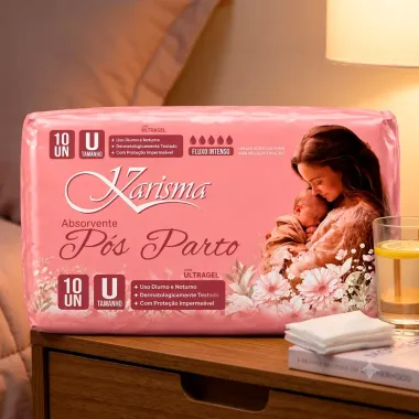 Absorvente P&oacute;s Parto Karisma Fluxo Intenso com Ultragel Tamanho U 10 Unidades
