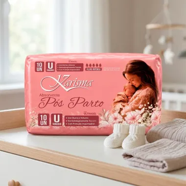 Absorvente P&oacute;s Parto Karisma Fluxo Intenso com Ultragel Tamanho U 10 Unidades