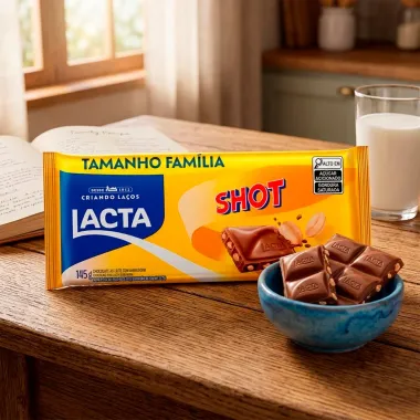 Chocolate ao Leite Shot com Amendoim 145g Tamanho Fam&iacute;lia