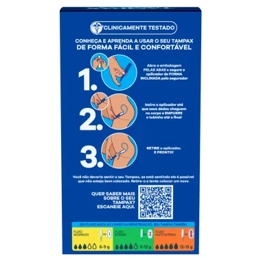 Absorvente Interno Tampax Liberdade Total Fluxo Moderado e Fluxo Intenso com Aplicador 4 Unidades cada