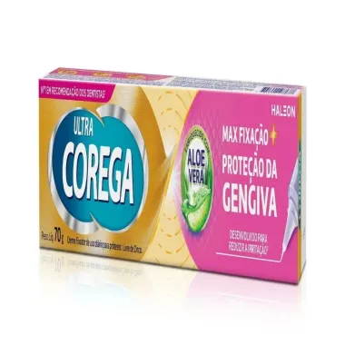 Corega Ultra Fixador de Dentadura Max Fixa&ccedil;&atilde;o e Prote&ccedil;&atilde;o da Gengiva Sem Sabor 70g