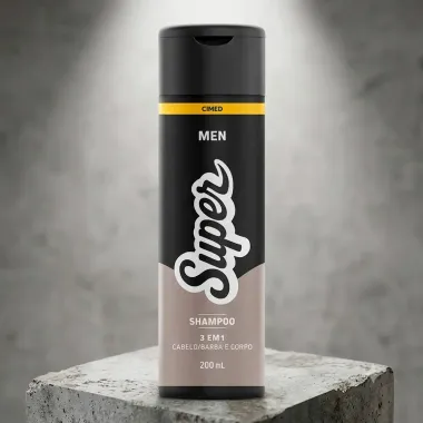 Shampoo Super Men Cimed 3 em 1 Cabelo Barba e Corpo 200ml