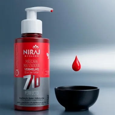 M&aacute;scara Matizadora Niraj Color 7D Perfecto Vermelho Escarlate 150ml