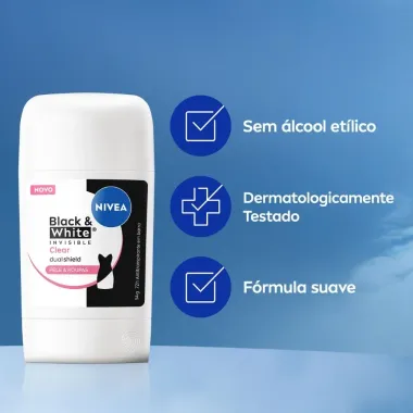 Desodorante Nivea Stick Black & White Invisible Clear Dual Shield 54g