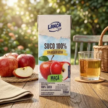 Suco Lan&ccedil;a fit 100% Sabor Ma&ccedil;a Sem Adi&ccedil;&atilde;o de A&ccedil;&uacute;car 200ml