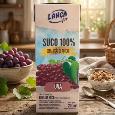 Suco Lan&ccedil;a Fit 100% Sabor Uva Tinto Sem a&ccedil;&uacute;car 200ml