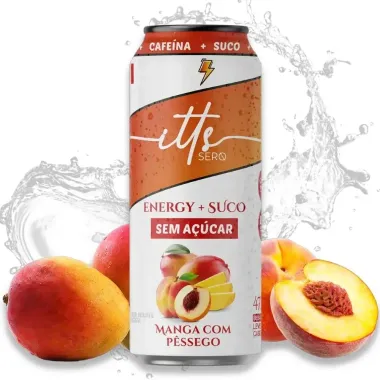 Energ&eacute;tico itts Sero Energy e Suco Sabor Manga com P&ecirc;ssego Sem A&ccedil;&uacute;car 473ml