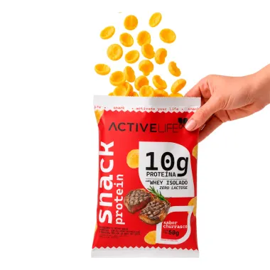 Snack Protein Active Life com 10g de Prote&iacute;na e Whey Isolado Zero Lactose Sabor Churrasco 50g