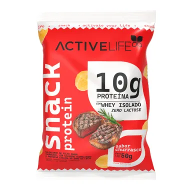 Snack Protein Active Life com 10g de Prote&iacute;na e Whey Isolado Zero Lactose Sabor Churrasco 50g
