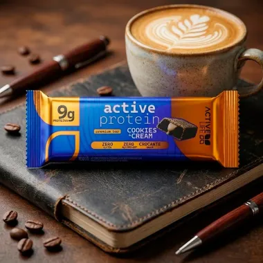 Barra de Prote&iacute;na Active Protein Premium Bar Active Life com 9g de Prote&iacute;na Cookies e Cream 50g