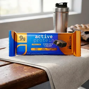 Barra de Prote&iacute;na Active Protein Premium Bar Active Life com 9g de Prote&iacute;na Cookies e Cream 50g