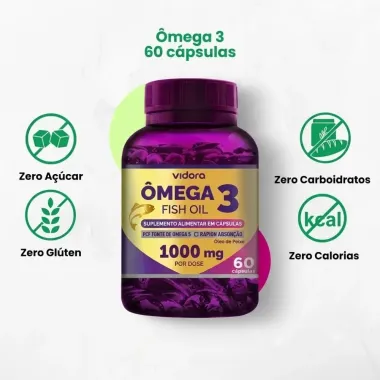 &Ocirc;mega 3 1000mg Fish Oil Vidora com 60 C&aacute;psulas Gel