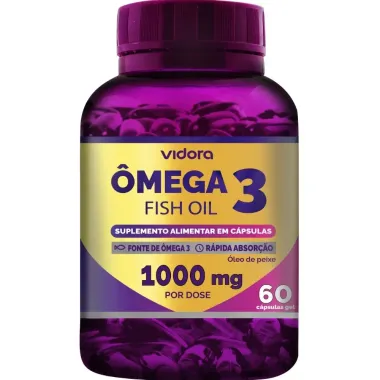 &Ocirc;mega 3 1000mg Fish Oil Vidora com 60 C&aacute;psulas Gel