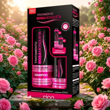 Kit Eico Tratamento Rosa Mosqueta Efeito Sal&atilde;o Renova&ccedil;&atilde;o e Cicatriza&ccedil;&atilde;o Shampoo 800ml e Condicionador 450ml