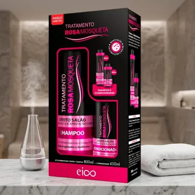 Kit Eico Tratamento Rosa Mosqueta Efeito Sal&atilde;o Renova&ccedil;&atilde;o e Cicatriza&ccedil;&atilde;o Shampoo 800ml e Condicionador 450ml