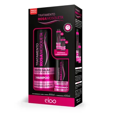 Kit Eico Tratamento Rosa Mosqueta Efeito Sal&atilde;o Renova&ccedil;&atilde;o e Cicatriza&ccedil;&atilde;o Shampoo 800ml e Condicionador 450ml