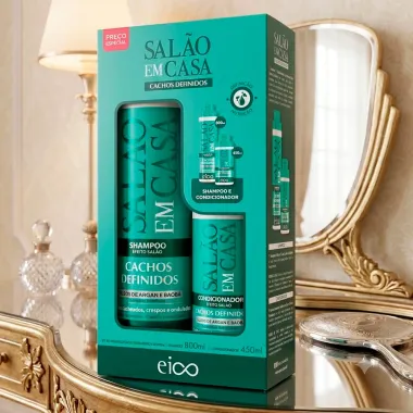 Kit Eico Sal&atilde;o em Casa Cachos Definidos Efeito Sal&atilde;o Shampoo 800ml e Condicionador 450ml