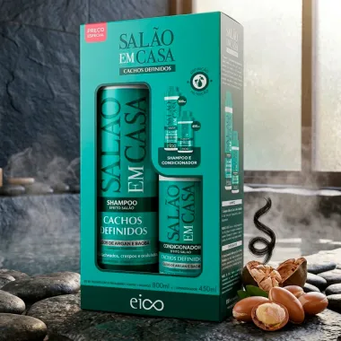 Kit Eico Sal&atilde;o em Casa Cachos Definidos Efeito Sal&atilde;o Shampoo 800ml e Condicionador 450ml